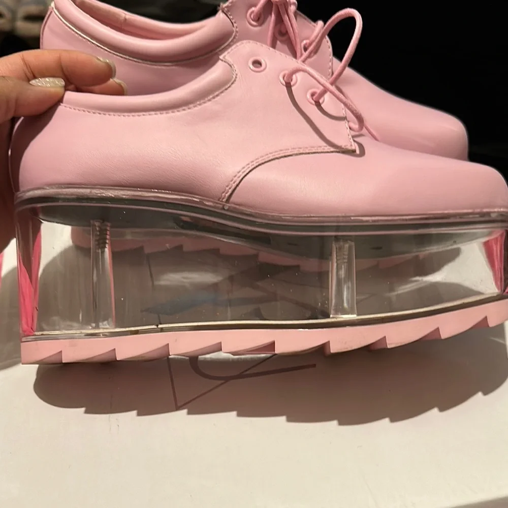 Dolls Kill Pink Platform Oxfords with Transparent Sole